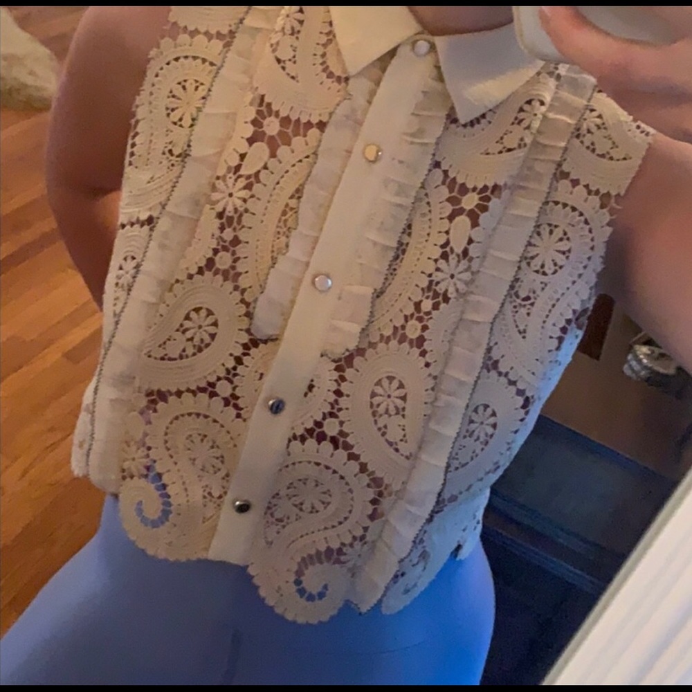 Sleeveless SELF PORTRAIT Paisley Cropped Shirt